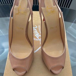 Christian Louboutin Nude Private Number Peep Toe Pump Women size 40 EU